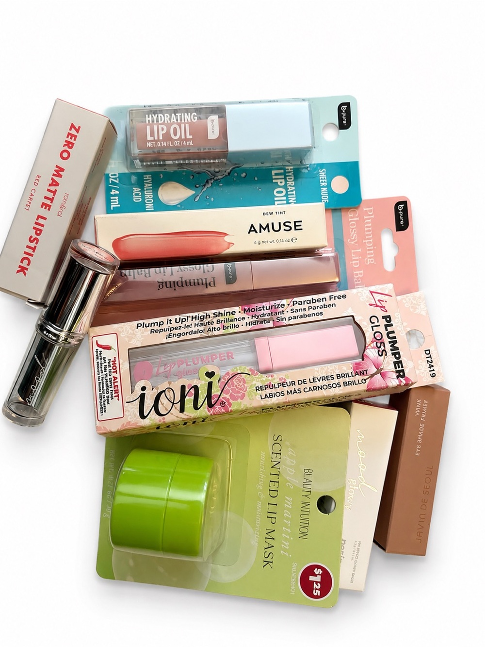 Beauty Lip Care Bundle AMUSE, b.pure, Ioni, Trend Beauty 8 Pc New